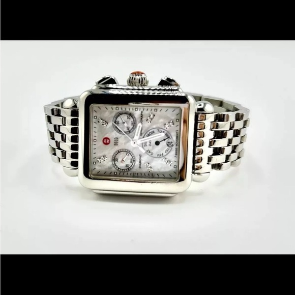 Michele Deco Diamond Mother of Pearl Dal Steel Women's Watch MWW06A000778 #40 - Picture 2 of 5